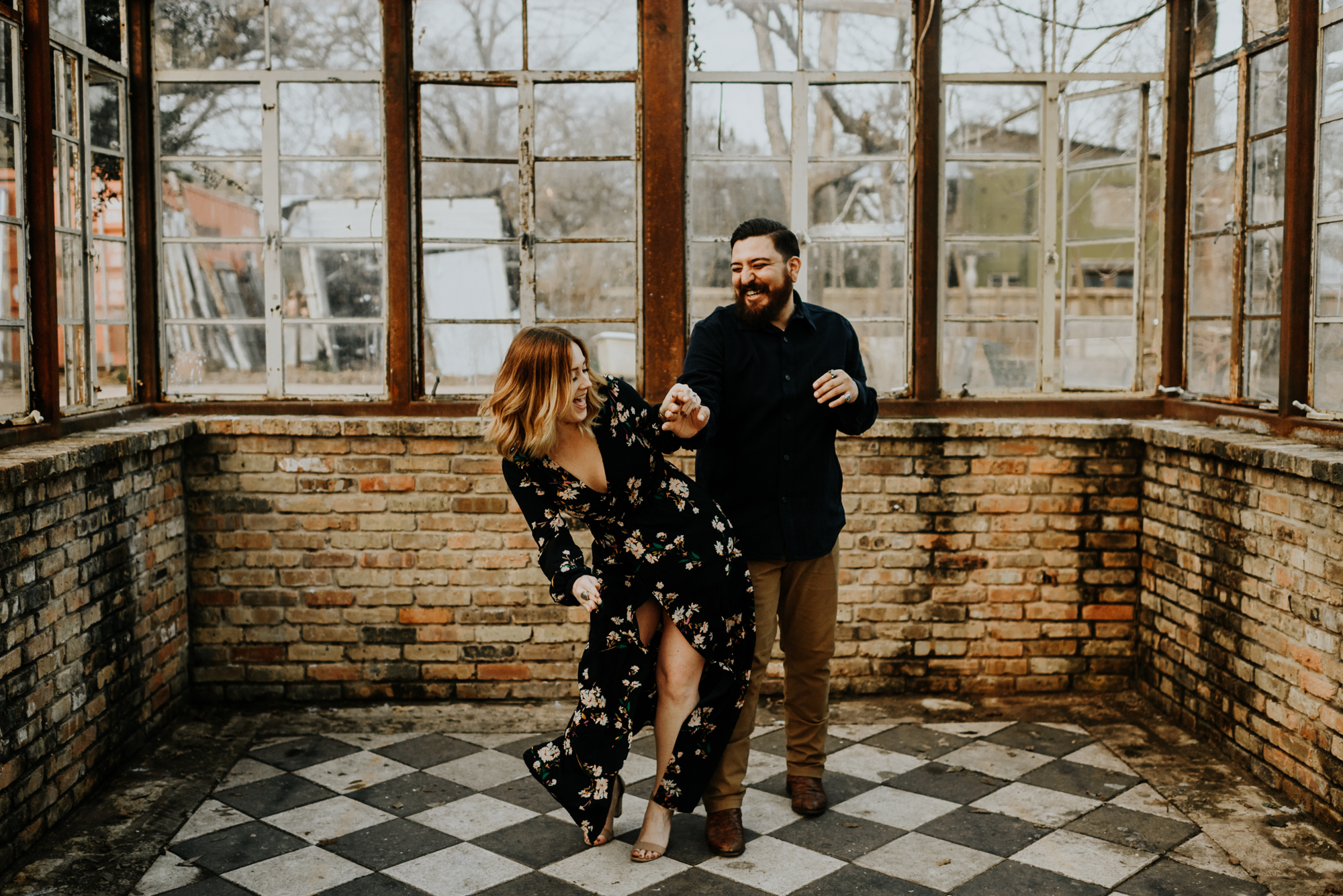 Adventurous Engagement Photographer at Sekrit Theater in Austin, Texas