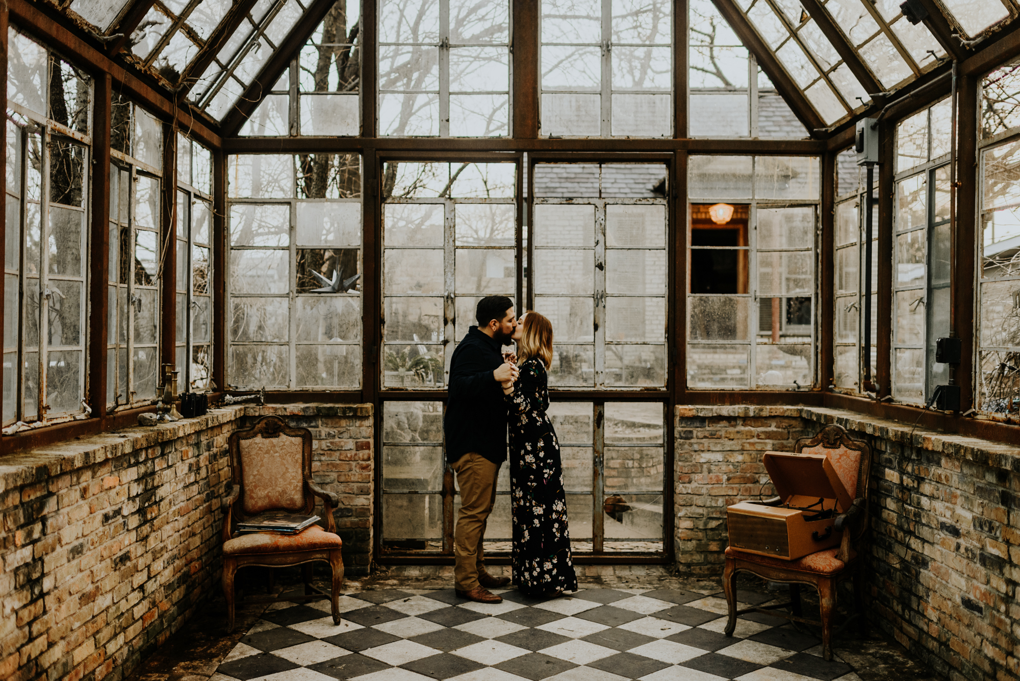 Adventurous Engagement Photographer at Sekrit Theater in Austin, Texas