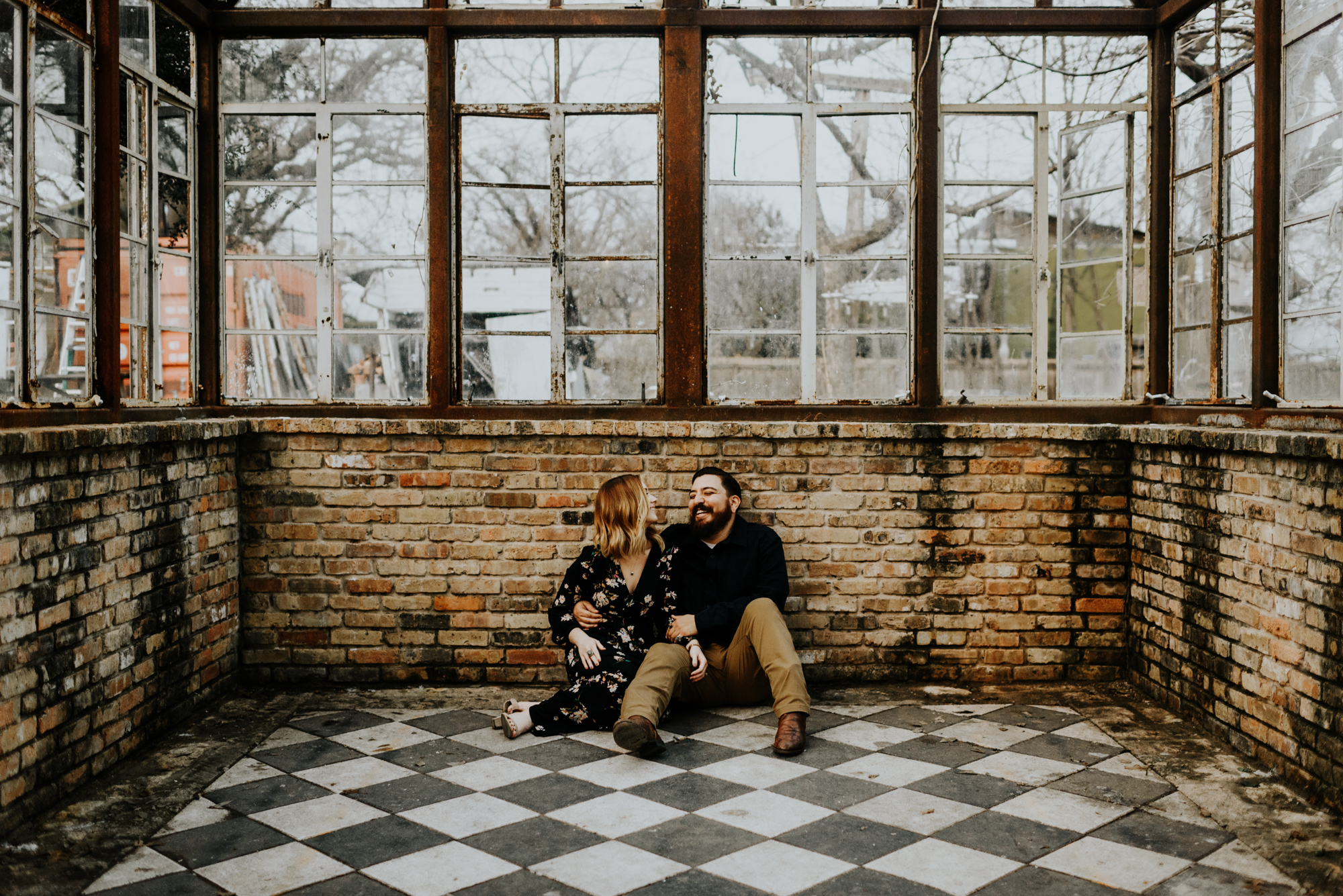 Adventurous Engagement Photographer at Sekrit Theater in Austin, Texas