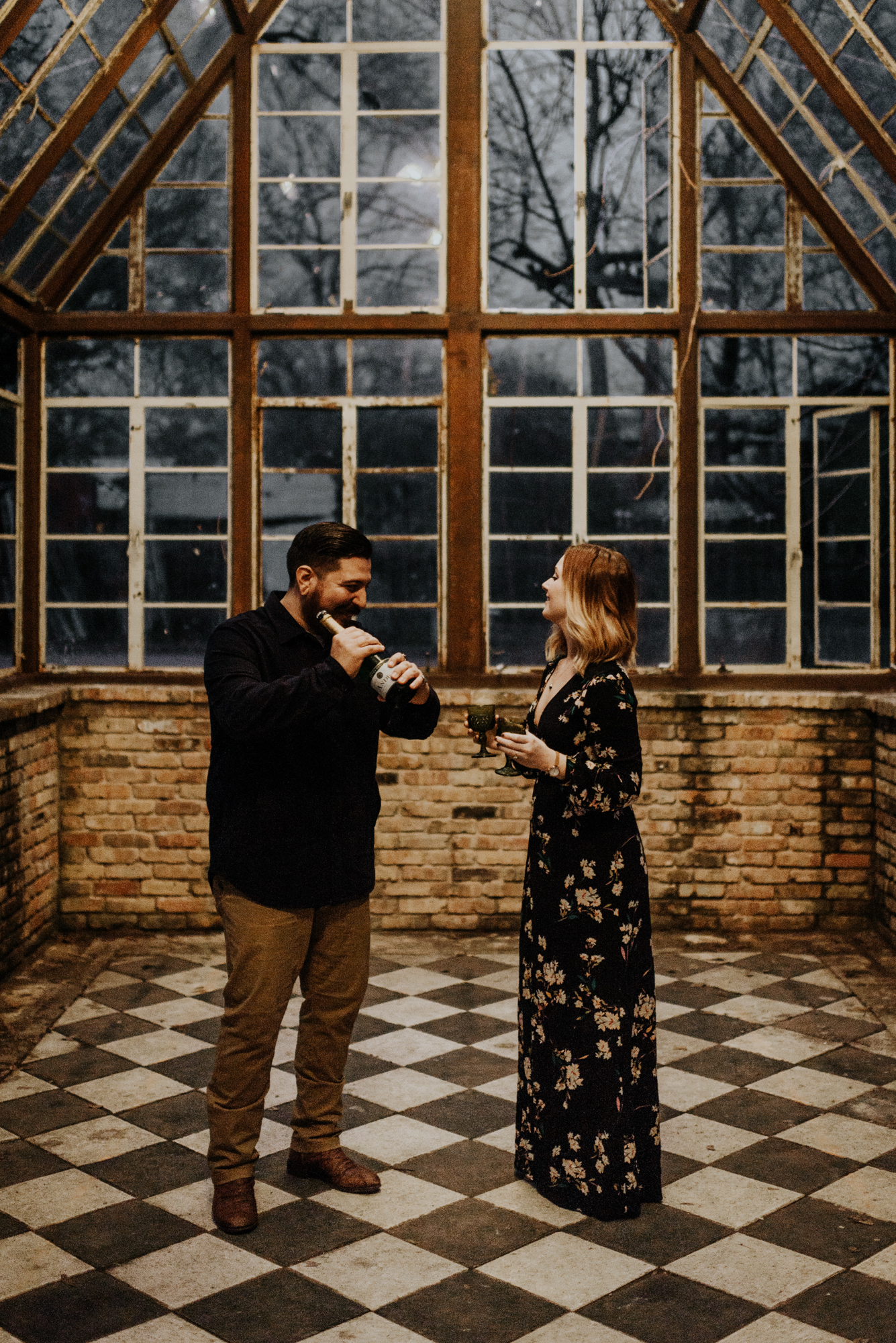 Adventurous Engagement Photographer at Sekrit Theater in Austin, Texas