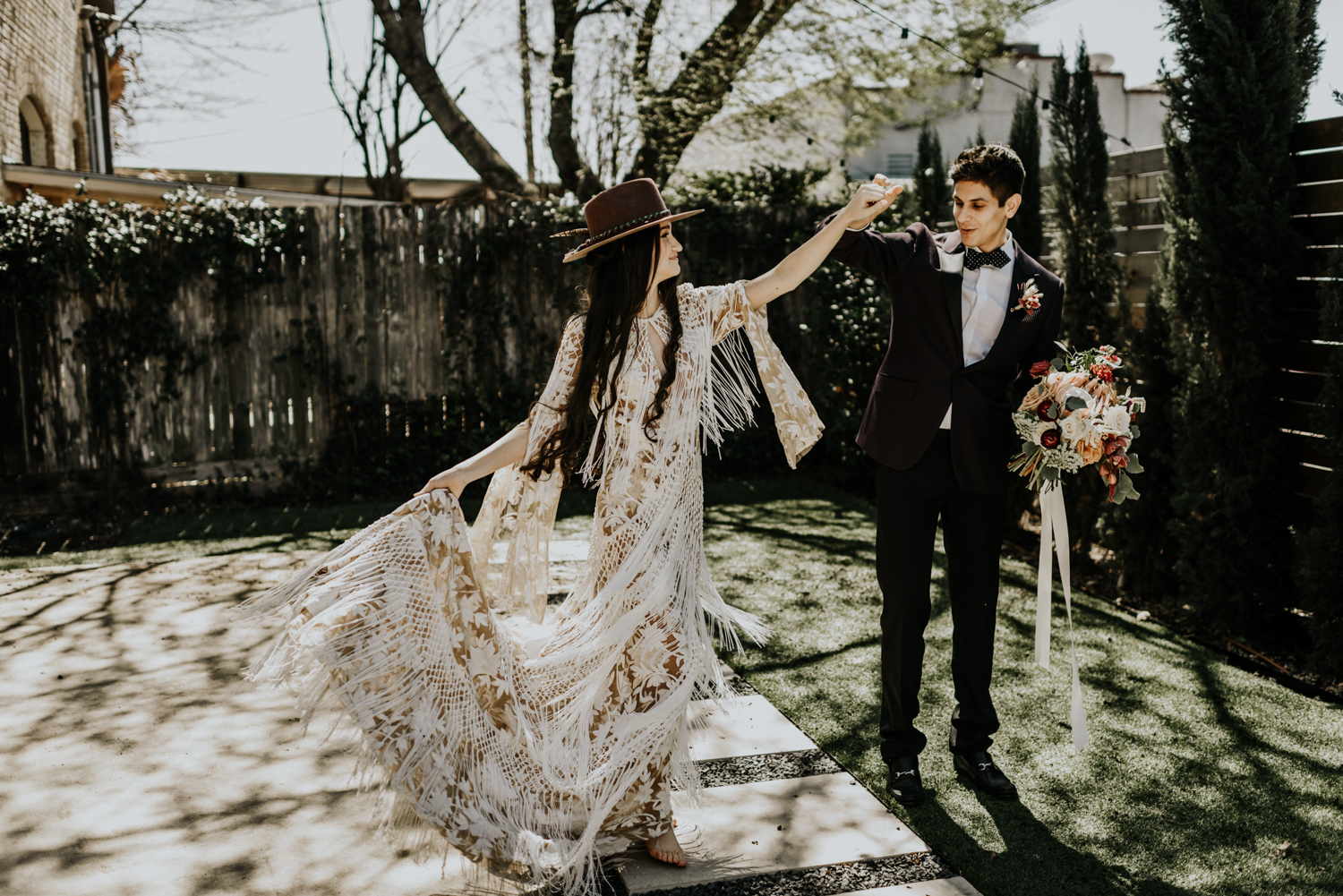 Intimate Bohemian Wedding at One Eleven East in Hutto, Texas