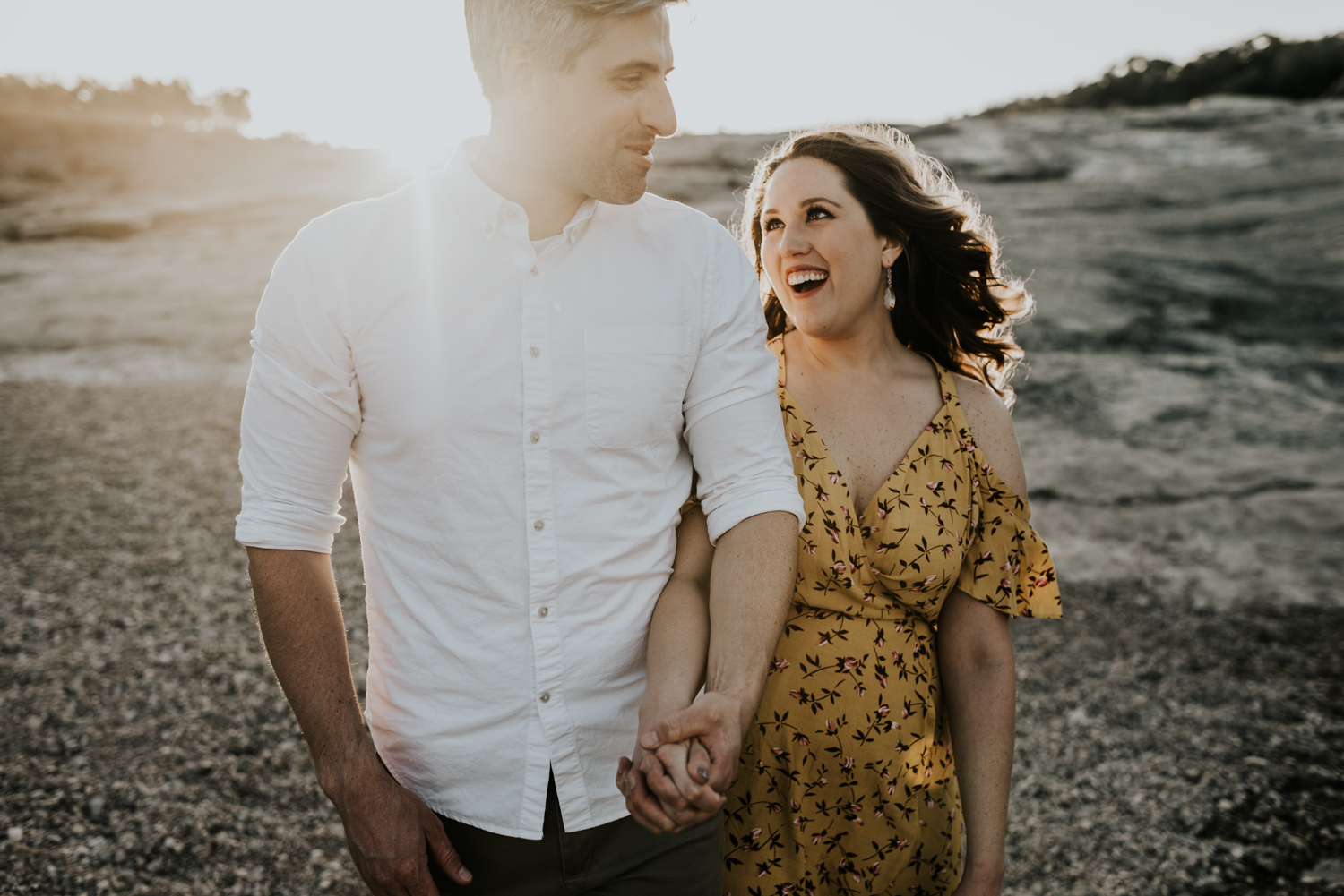 Texas Hill Country Adventurous Engagement Session at Collective Retreats and Pedernales Falls, Texas