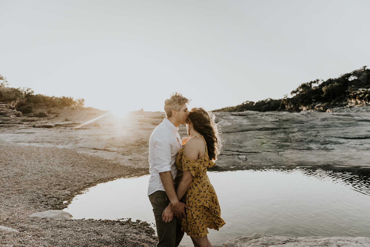 Texas Hill Country Adventurous Engagement Session at Collective Retreats and Pedernales Falls, Texas