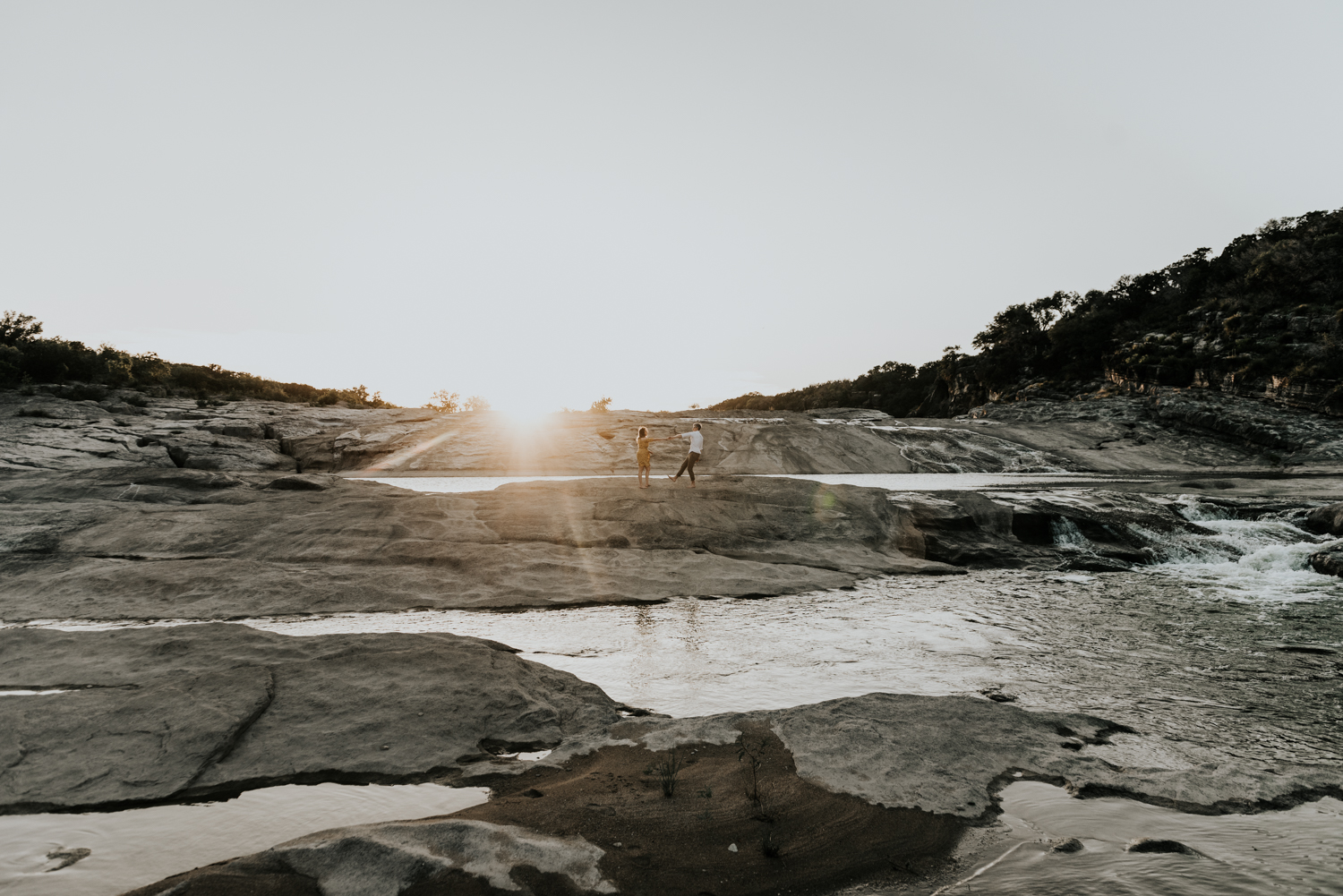 Texas Hill Country Adventurous Engagement Session at Collective Retreats and Pedernales Falls, Texas