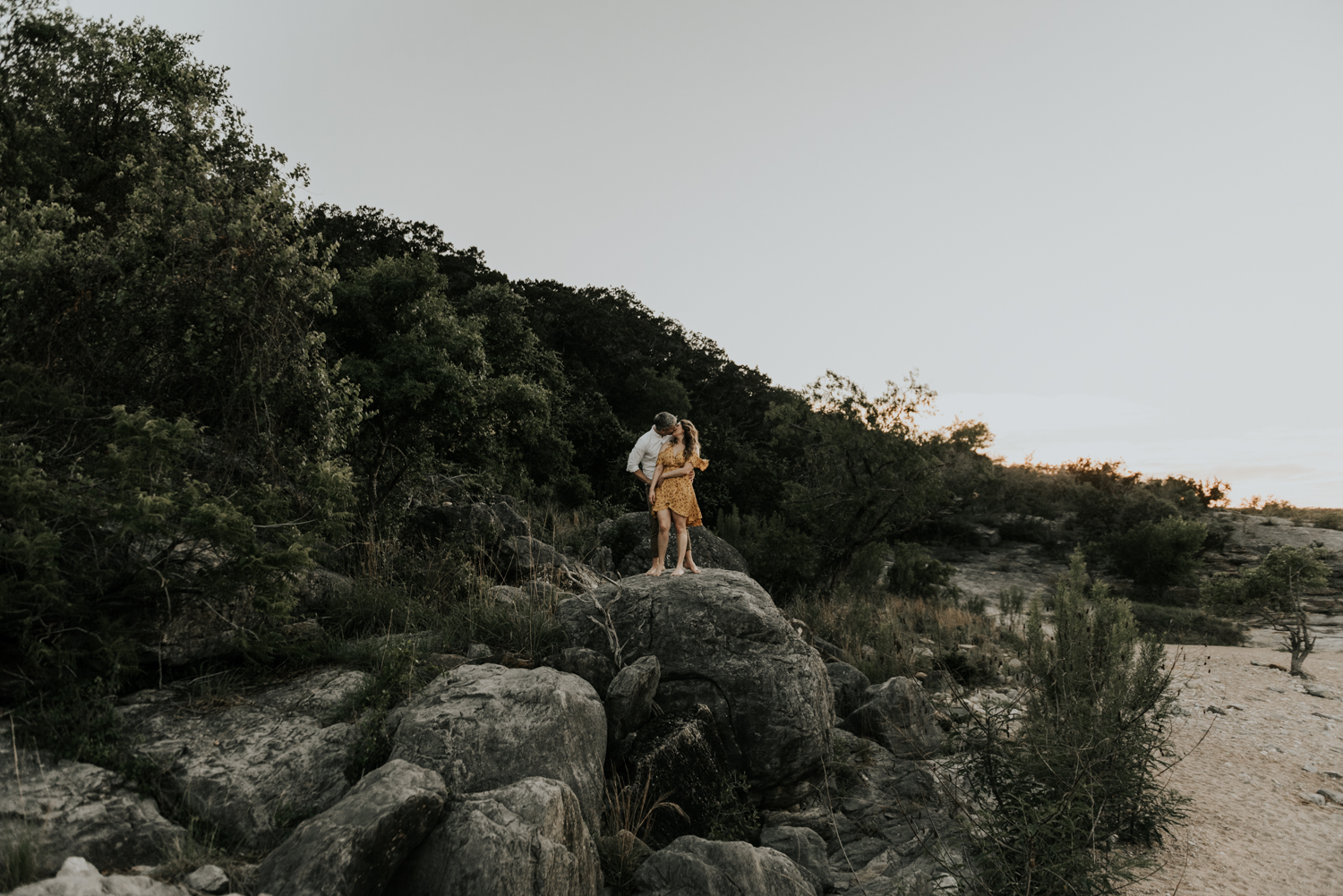 Texas Hill Country Adventurous Engagement Session at Collective Retreats and Pedernales Falls, Texas