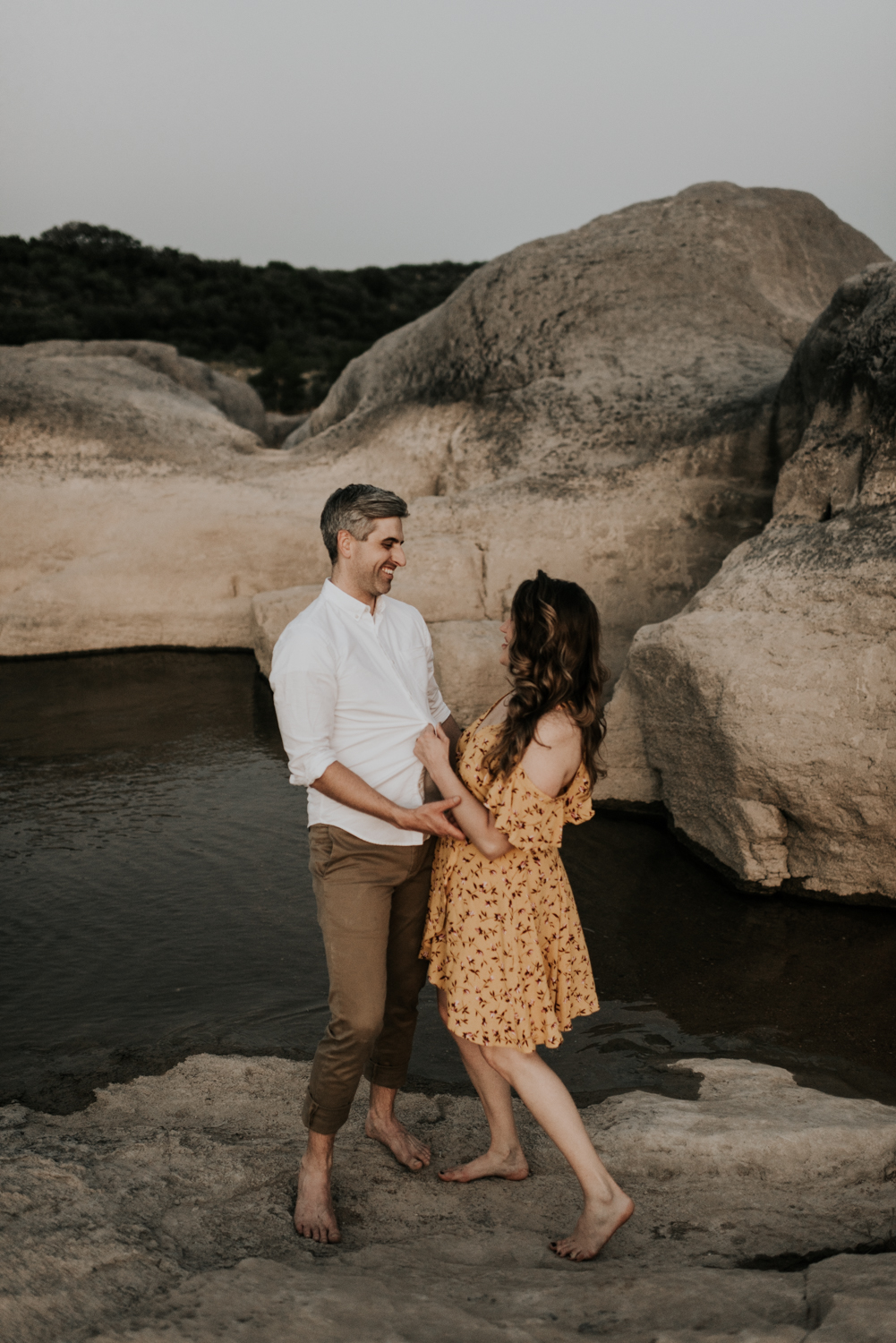 Texas Hill Country Adventurous Engagement Session at Collective Retreats and Pedernales Falls, Texas