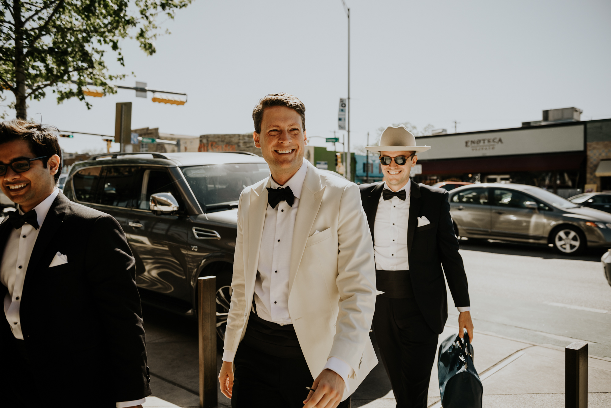 Groom and friends during an Intimate Wedding at South Congress Hotel in Austin, Texas