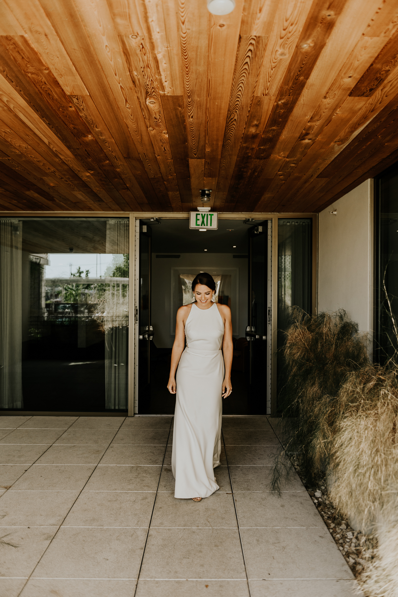 Bride before first look Intimate Wedding at South Congress Hotel in Austin, Texas