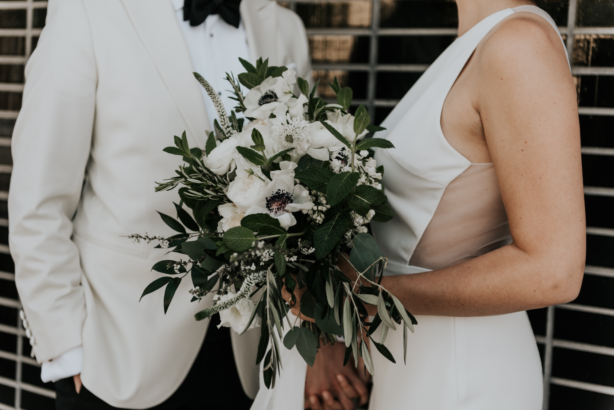 Intimate Wedding day Bouquet Details at South Congress Hotel in Austin, Texas