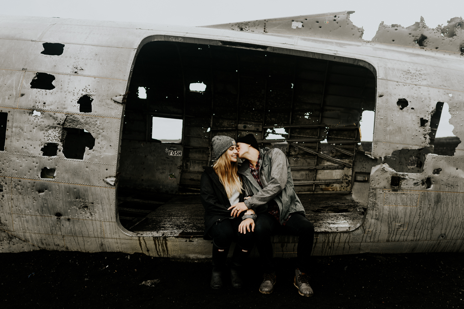 Adventure Wedding Anniversary Session in Sólheimasandur Iceland