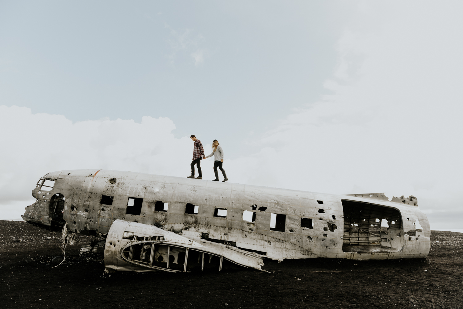 Adventure Couples Photos in Sólheimasandur , Iconic Plane Crash in Iceland