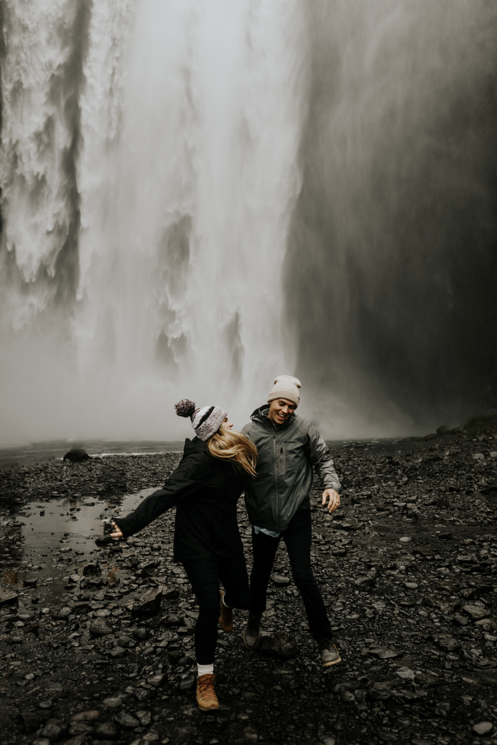 Couples Photo Session at Skogafoss Falls Iceland
