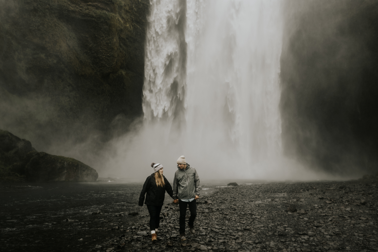 Couples Anniversary Photo Session at Skogafoss Falls Iceland