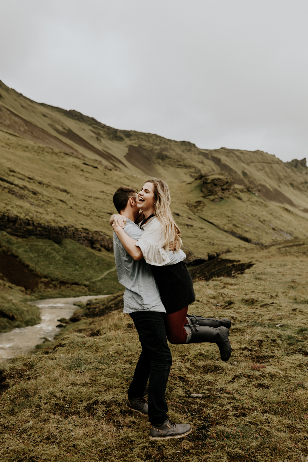 Seljalandsfoss Falls Wedding Anniversary Photo Session in Iceland