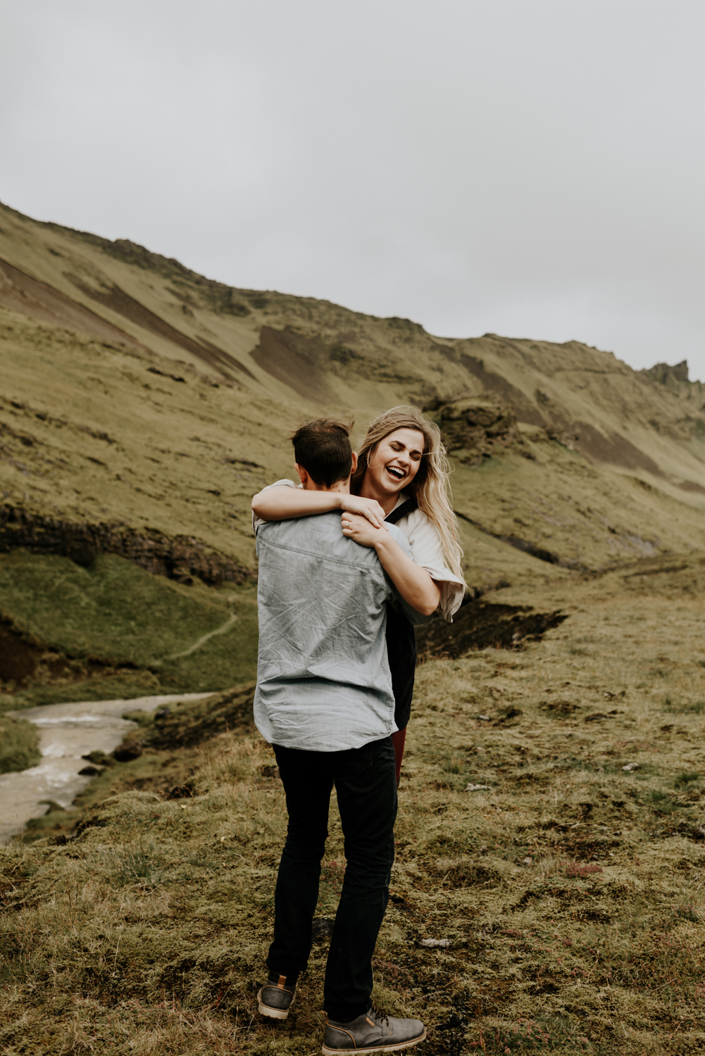 Seljalandsfoss Falls Wedding Anniversary Photo Session in Iceland