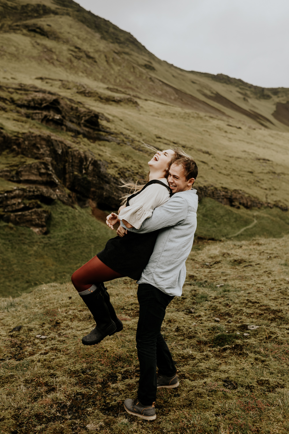 Seljalandsfoss Falls Wedding Anniversary Photo Session in Iceland