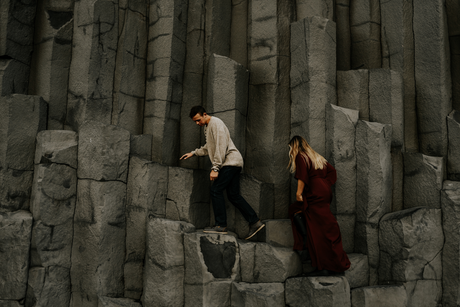 Black Sand beach Adventurous Couples Session in Vik, Iceland