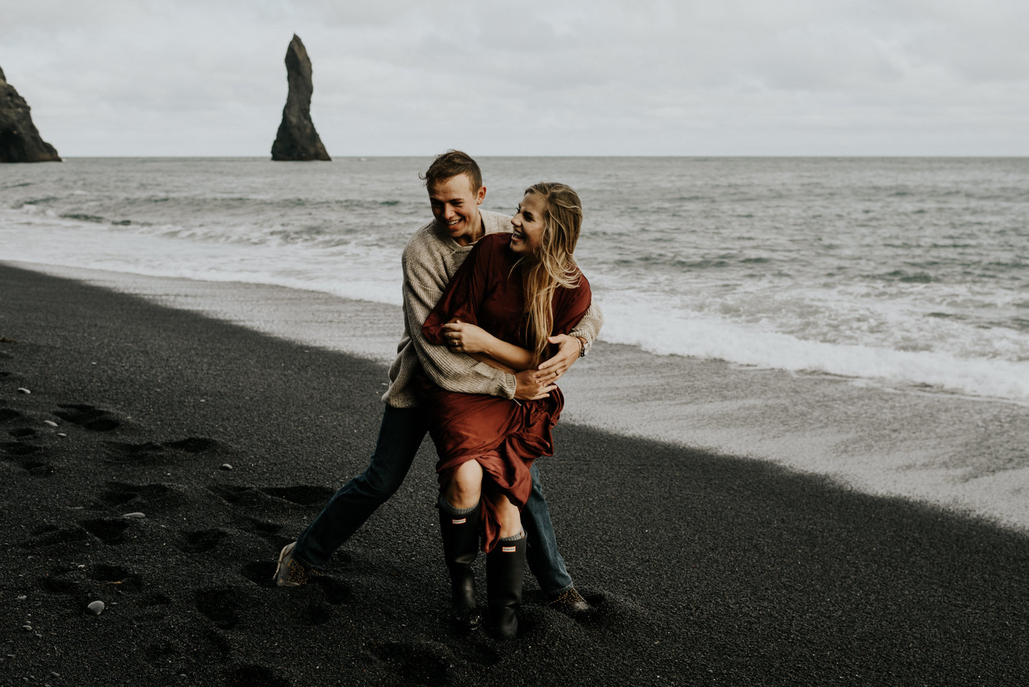 Black Sand beach Adventurous Couples Session in Vik, Iceland