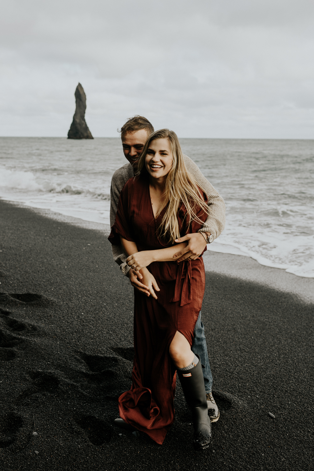 Black Sand beach Adventurous Couples Session in Vik, Iceland