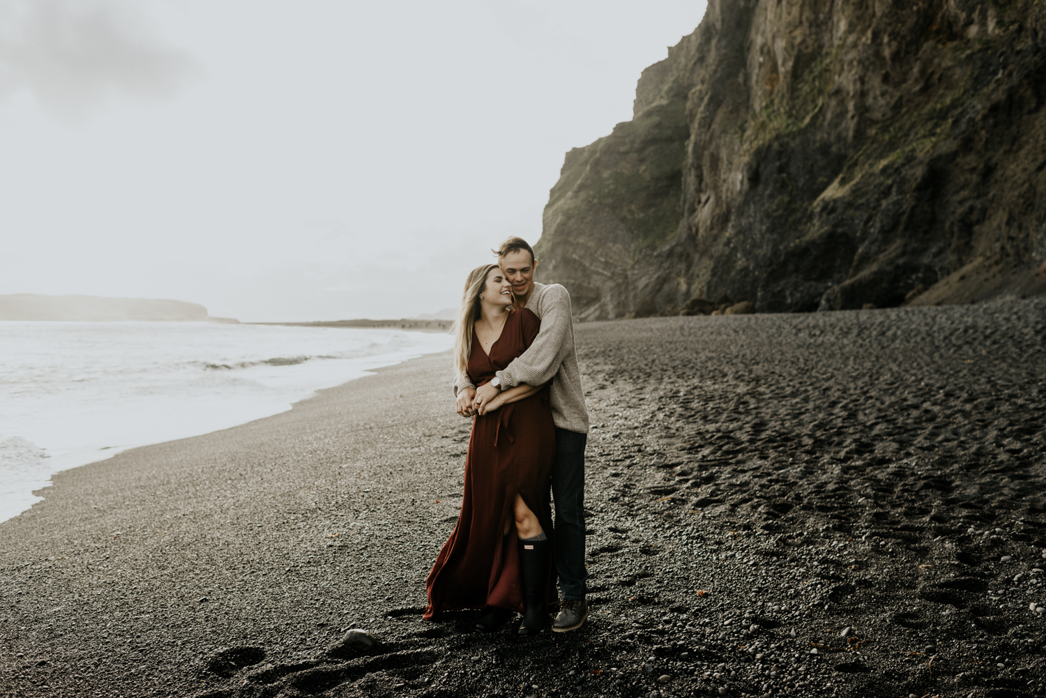 Black Sand beach Adventurous and Romantic Couples Session in Vik, Iceland