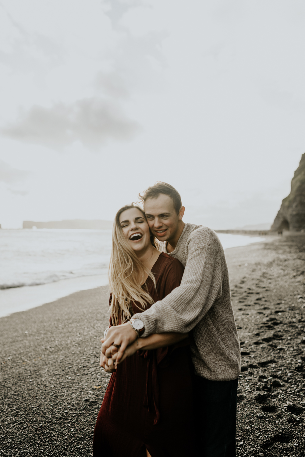 Black Sand beach Adventurous and Romantic Couples Session in Vik, Iceland