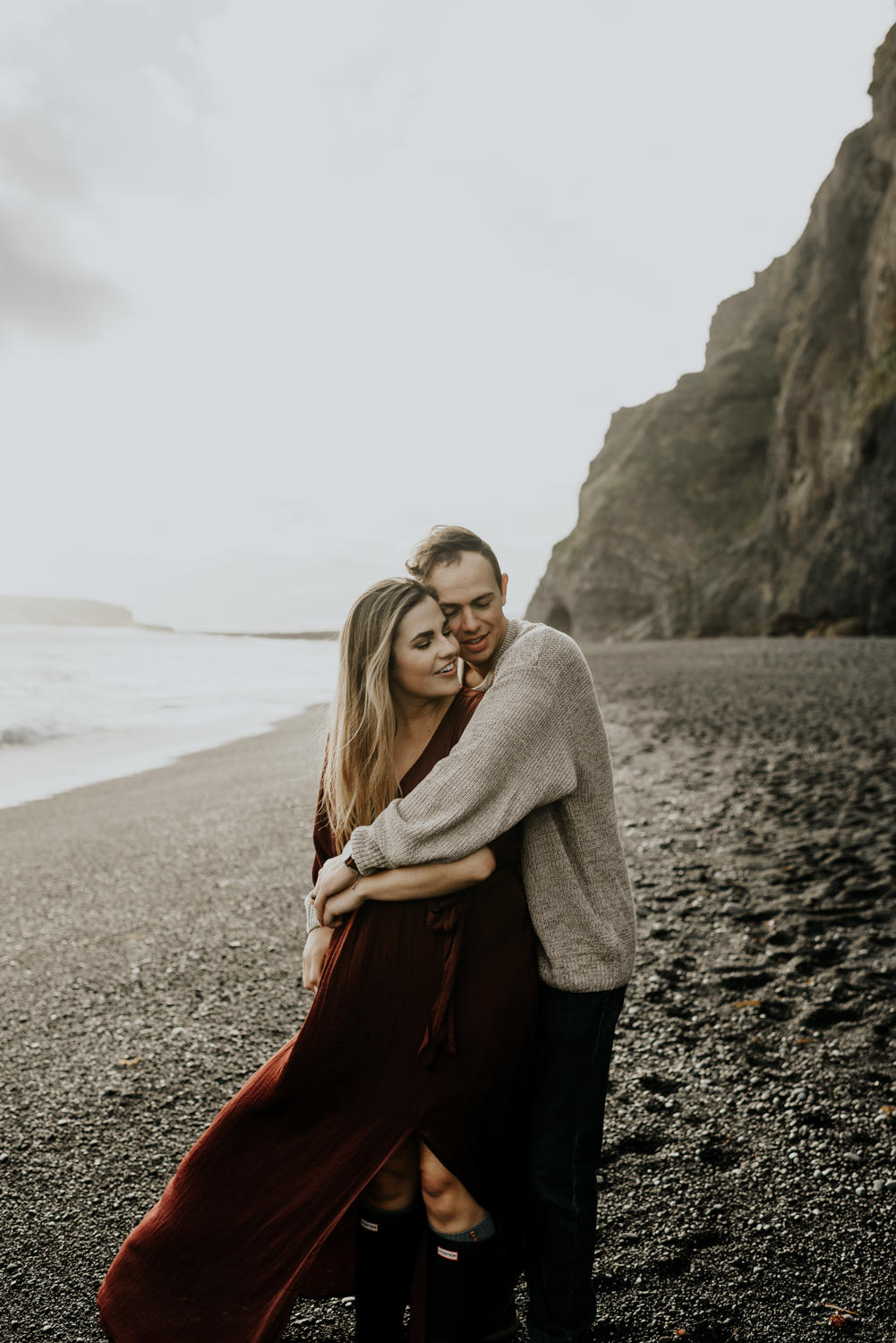 Black Sand beach Adventurous and Romantic Couples Session in Vik, Iceland