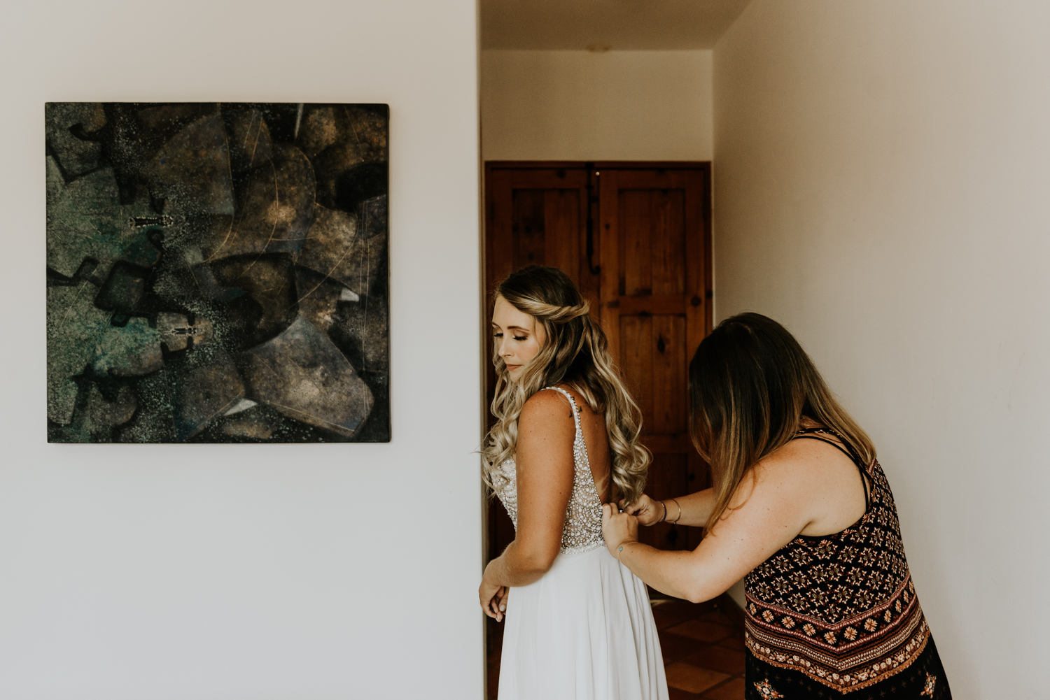 Bride Getting Ready, Elopement in Hotel Casa Tota, Todos Santos, Mexico