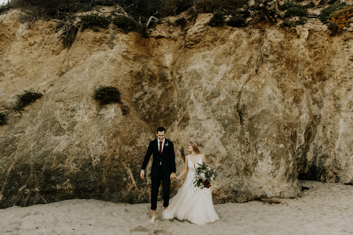 Surprise Intimate Destination Wedding at El Matador Beach in Malibu, California