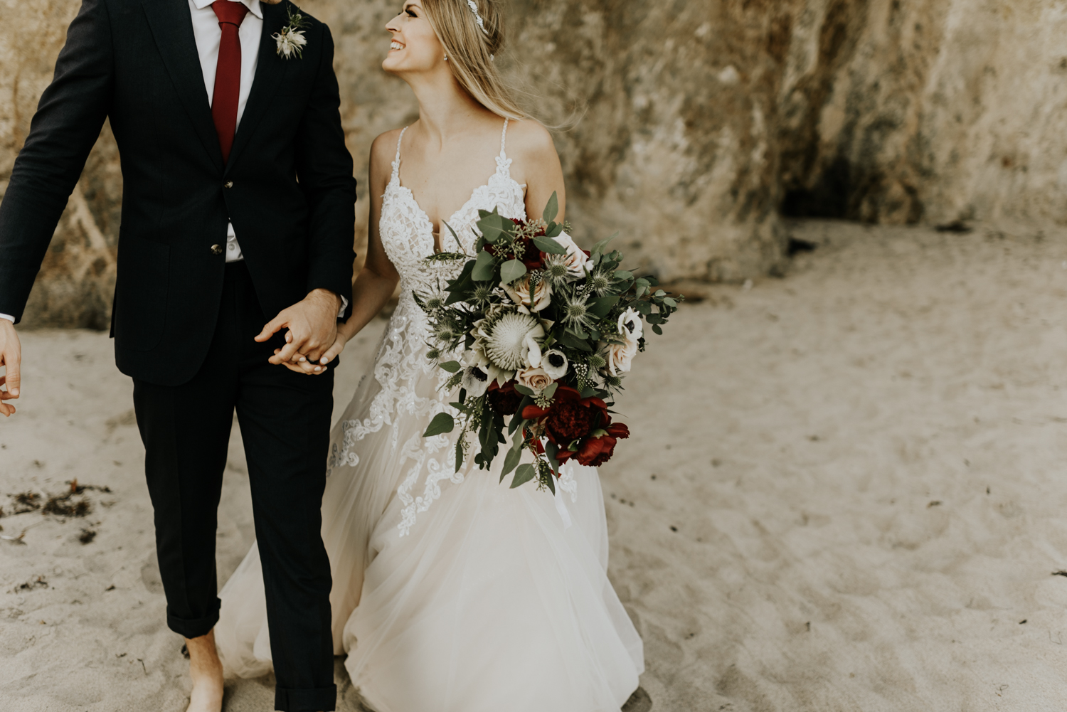 Surprise Intimate Destination Wedding at El Matador Beach in Malibu, California