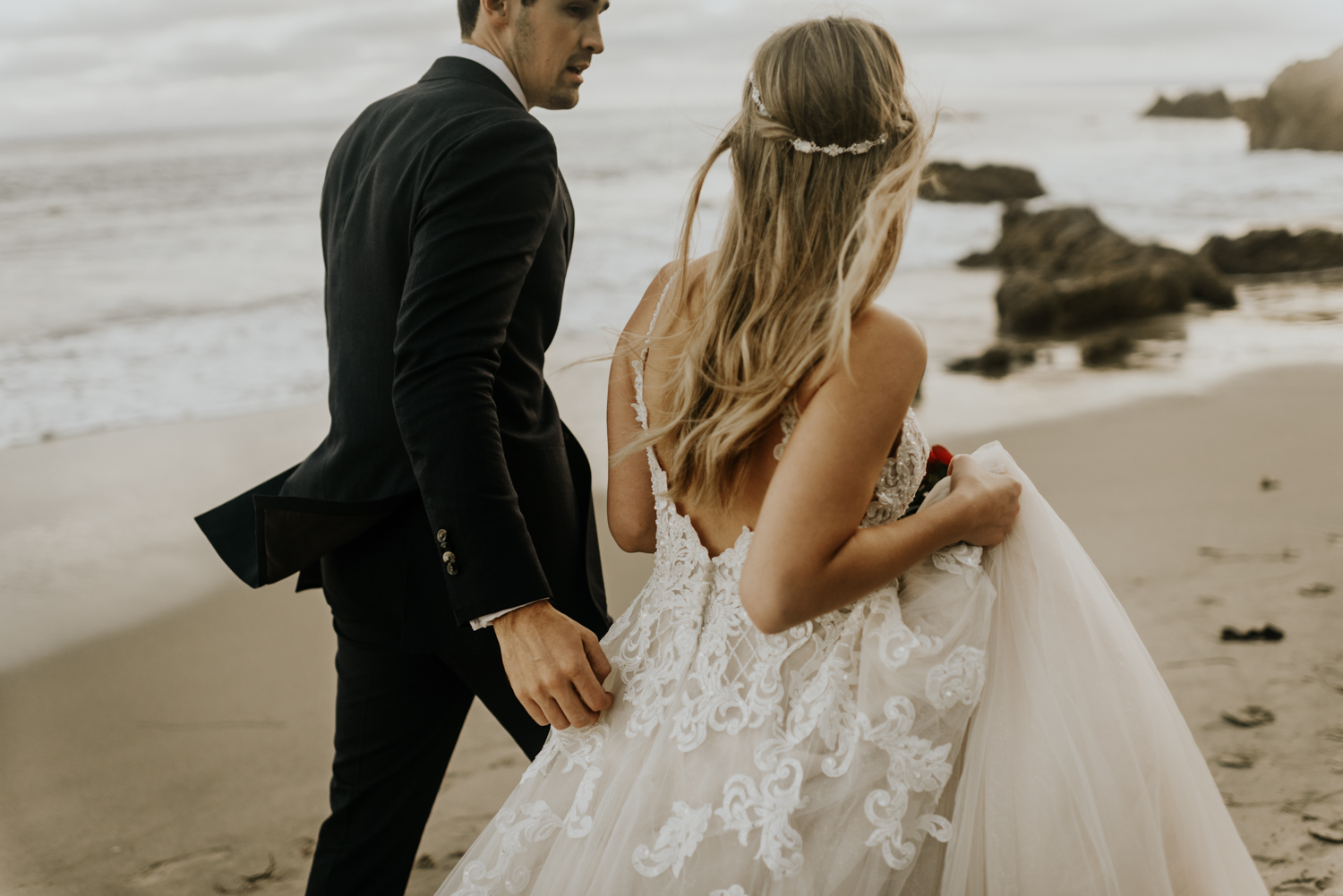 Surprise Intimate Destination Wedding at El Matador Beach in Malibu, California