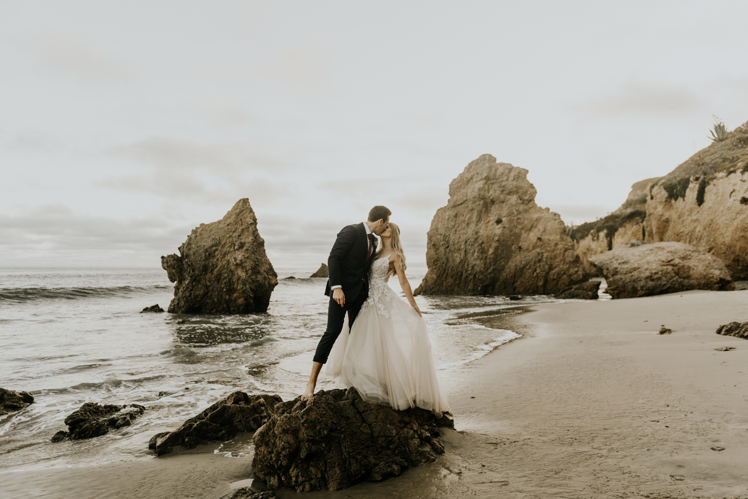 Surprise Intimate Destination Wedding at El Matador Beach in Malibu, California