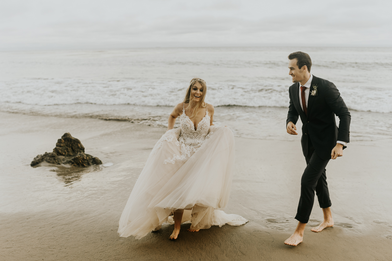 Surprise Intimate Destination Wedding at El Matador Beach in Malibu, California