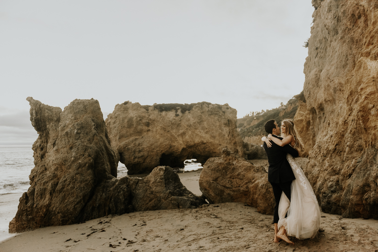 Surprise Intimate Destination Wedding at El Matador Beach in Malibu, California