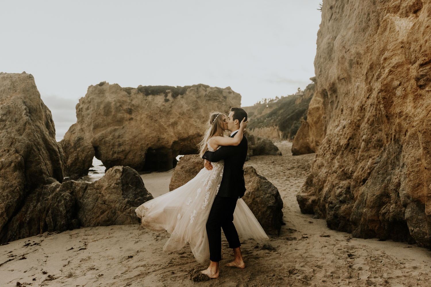 Surprise Intimate Destination Wedding at El Matador Beach in Malibu, California