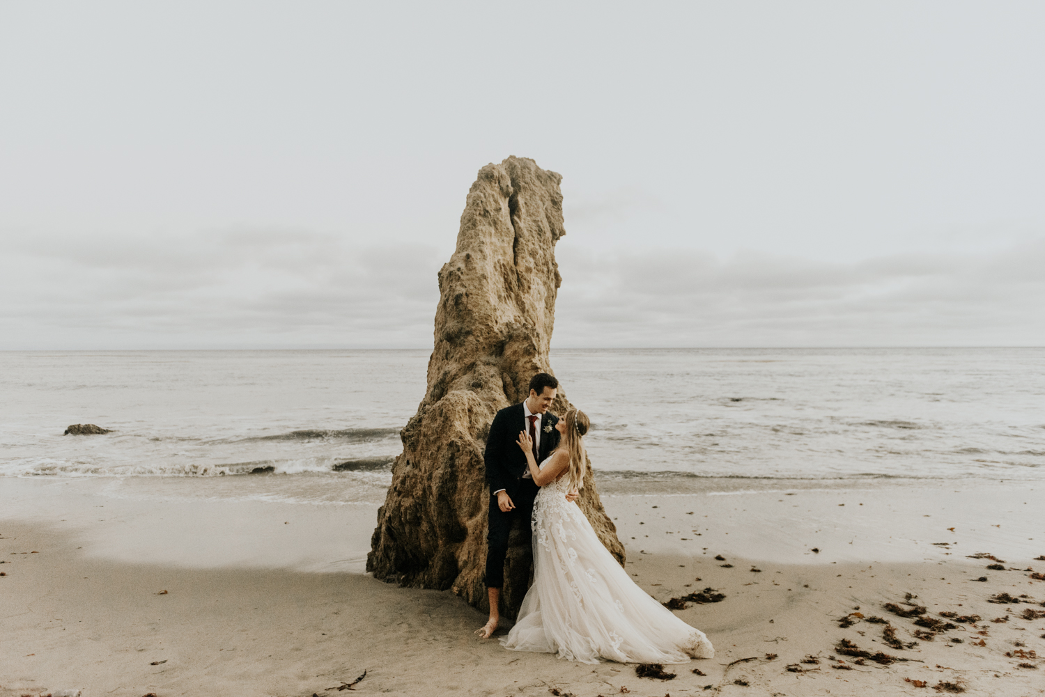 Surprise Intimate Destination Wedding at El Matador Beach in Malibu, California