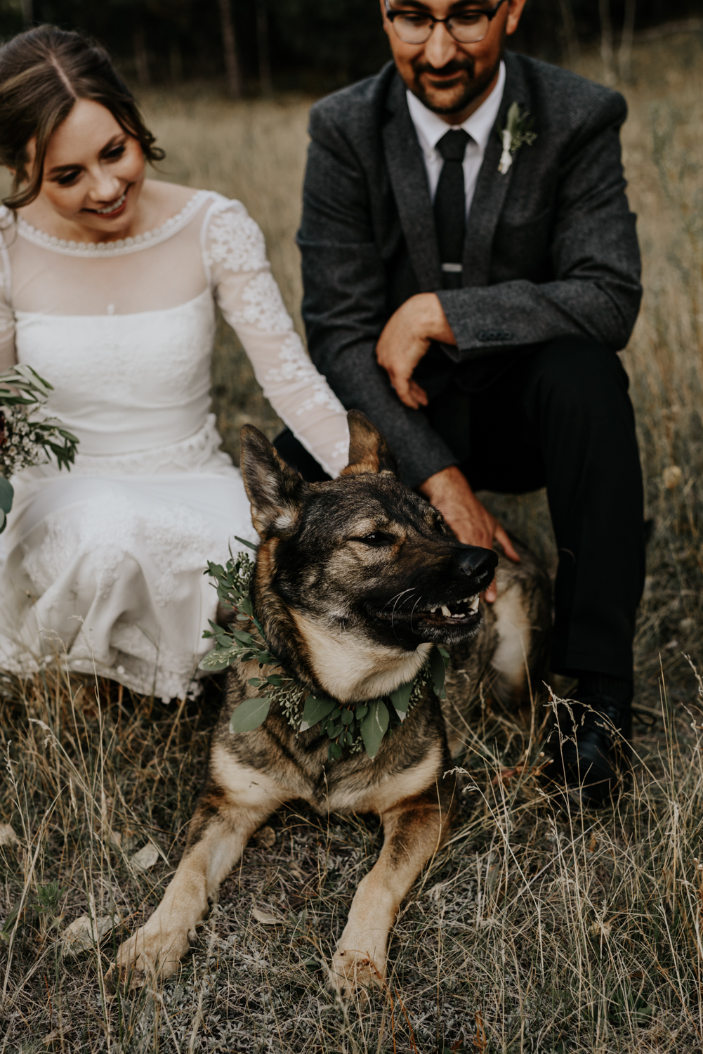 Intimate Mountain Wedding Photos with Dog in Meadow Creek, Pine Colorado