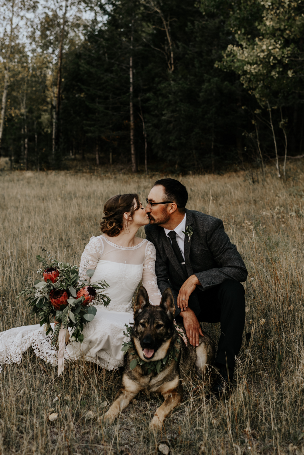 Intimate Mountain Wedding Photos with Dog in Meadow Creek, Pine Colorado