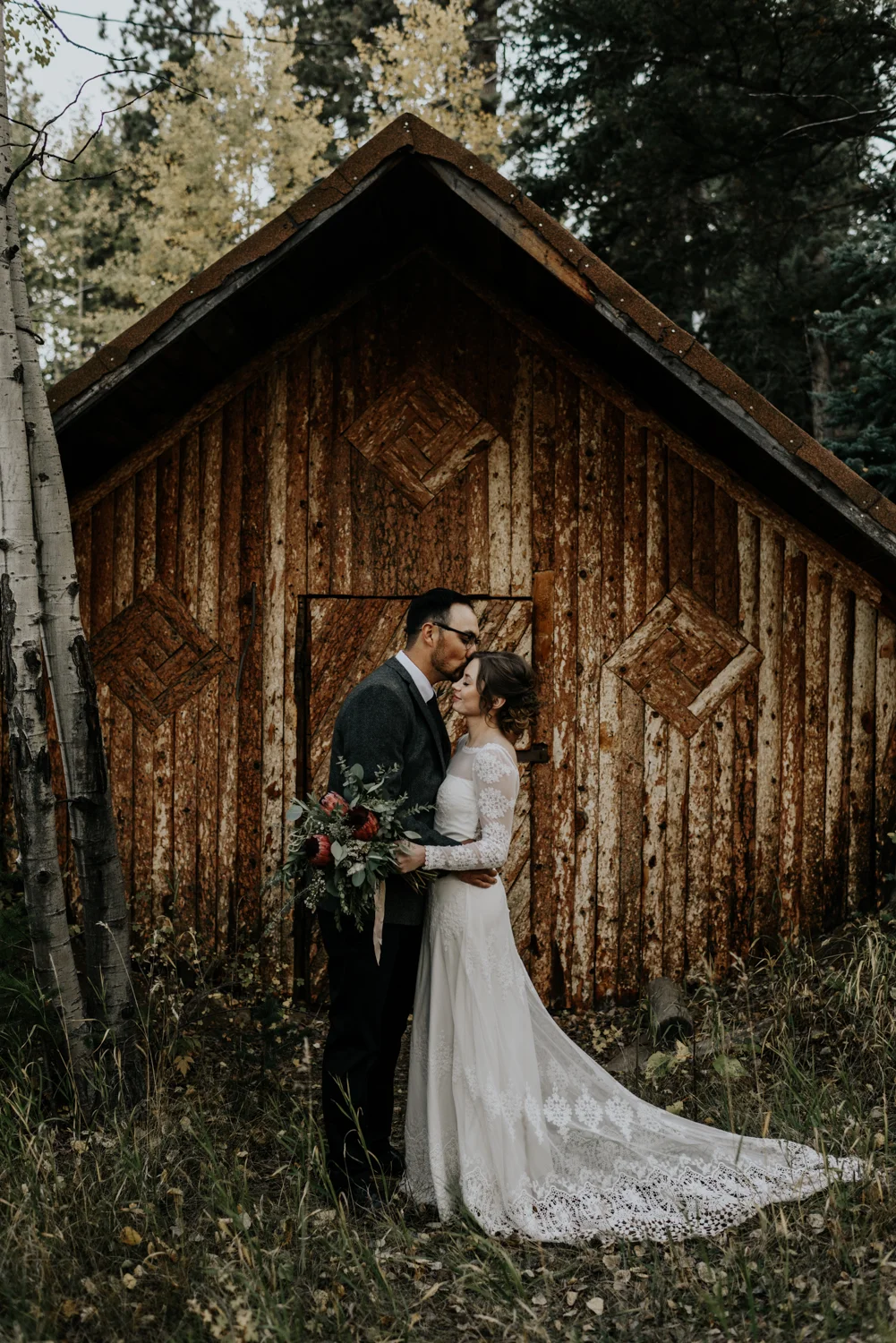 Intimate Mountain Wedding Bride and Groom Photos in Meadow Creek, Pine Colorado