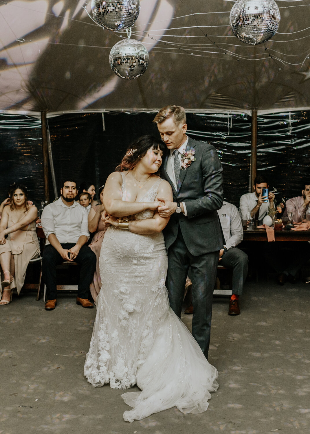 Bride and Groom, First Dance, Intimate Wedding Reception in Austin, Texas