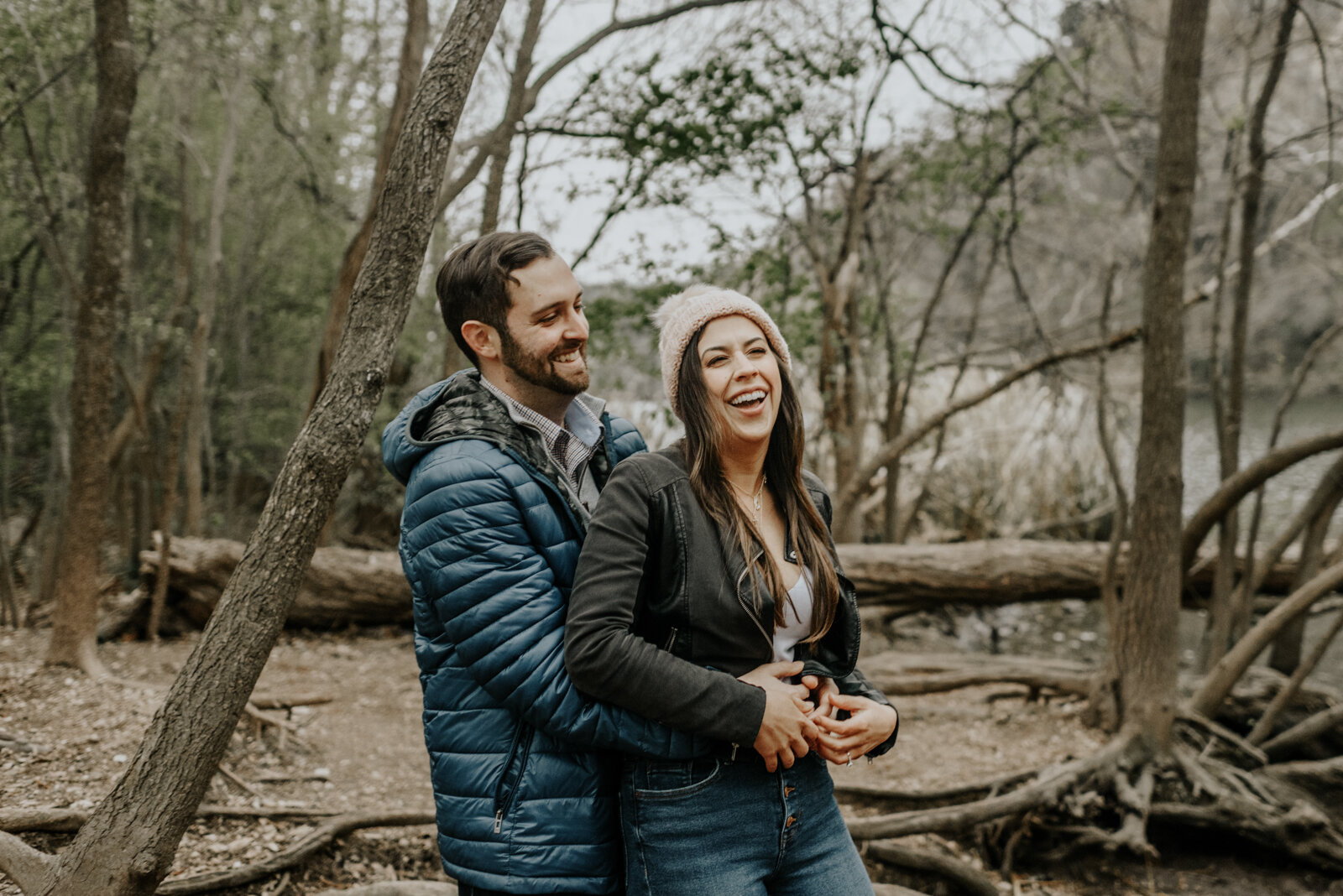 Red Bud Isle in Austin, Texas Cute Dog Engagement Photography