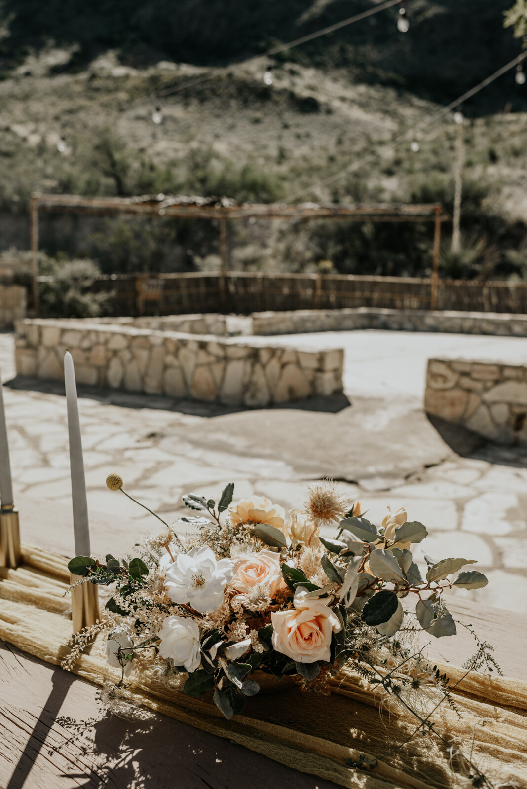 West Texas Intimate Wedding Reception Flowers