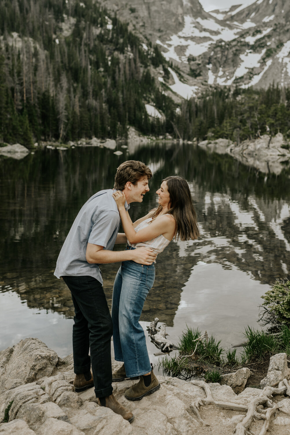 Dream Lake Engagement Photos in Rocky Mountain National Park, Colorado 