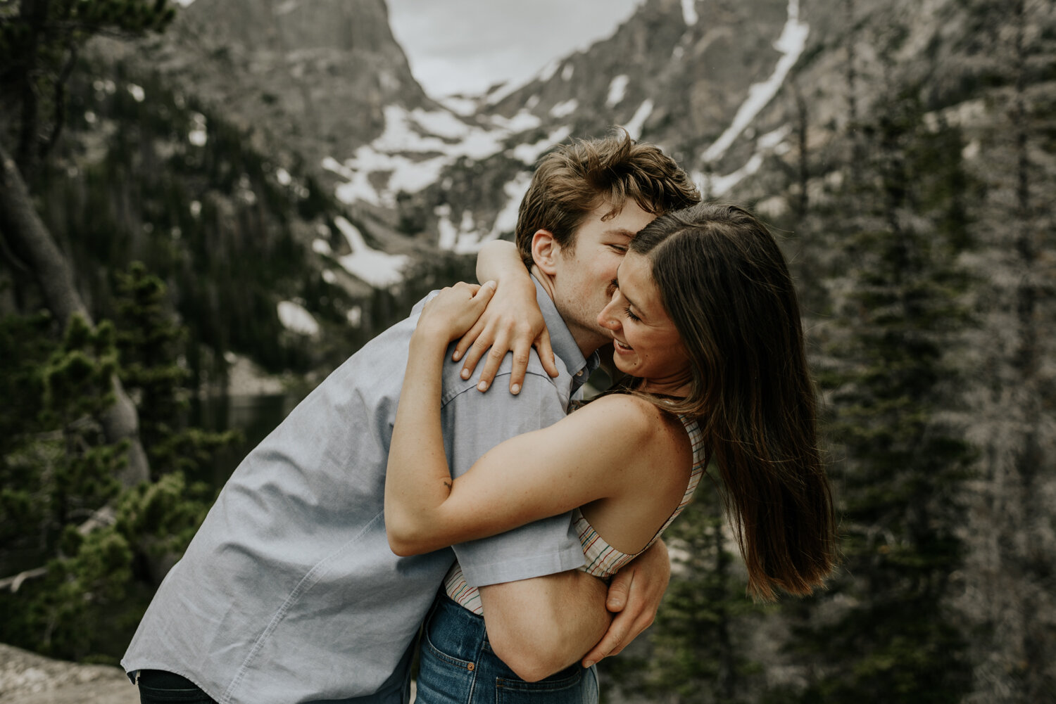 Dream Lake Engagement Photos in Rocky Mountain National Park, Colorado 