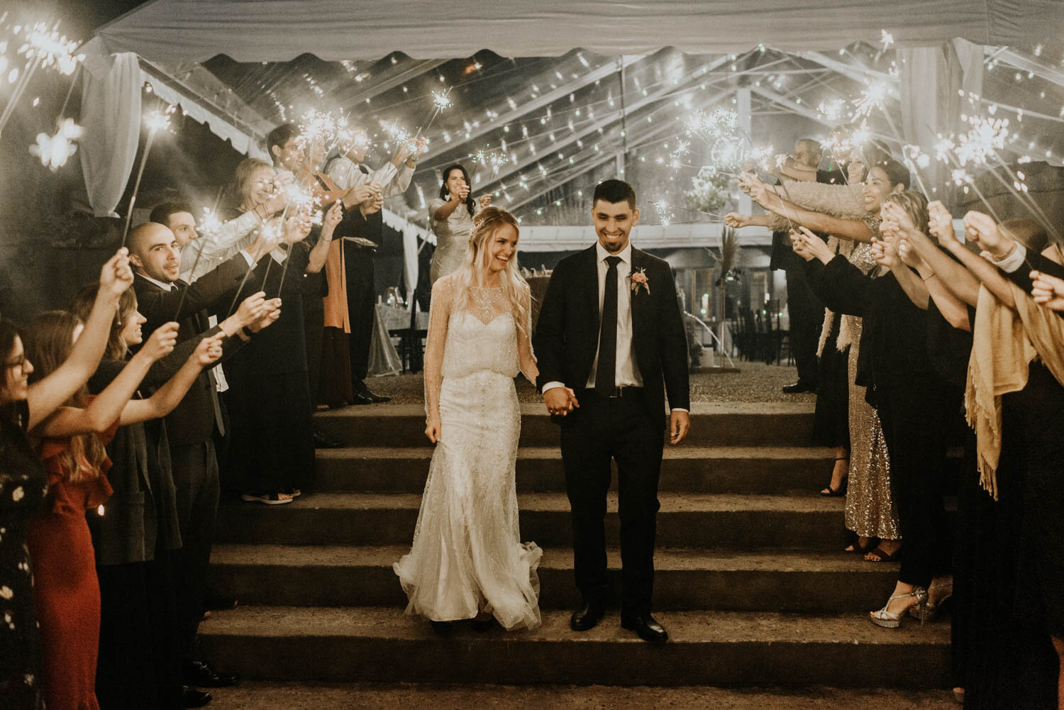Hotel Domestique Intimate Wedding Photography sparklers exit photos