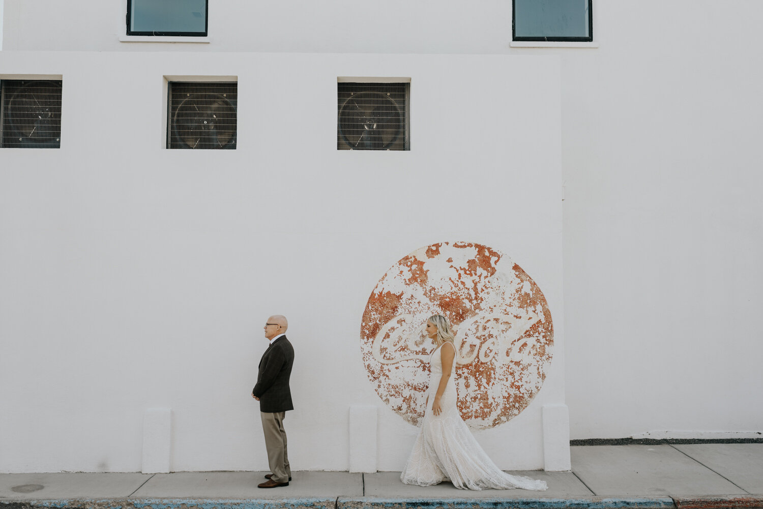 Marfa, Texas Elopement Bride and Dad First Look Photos
