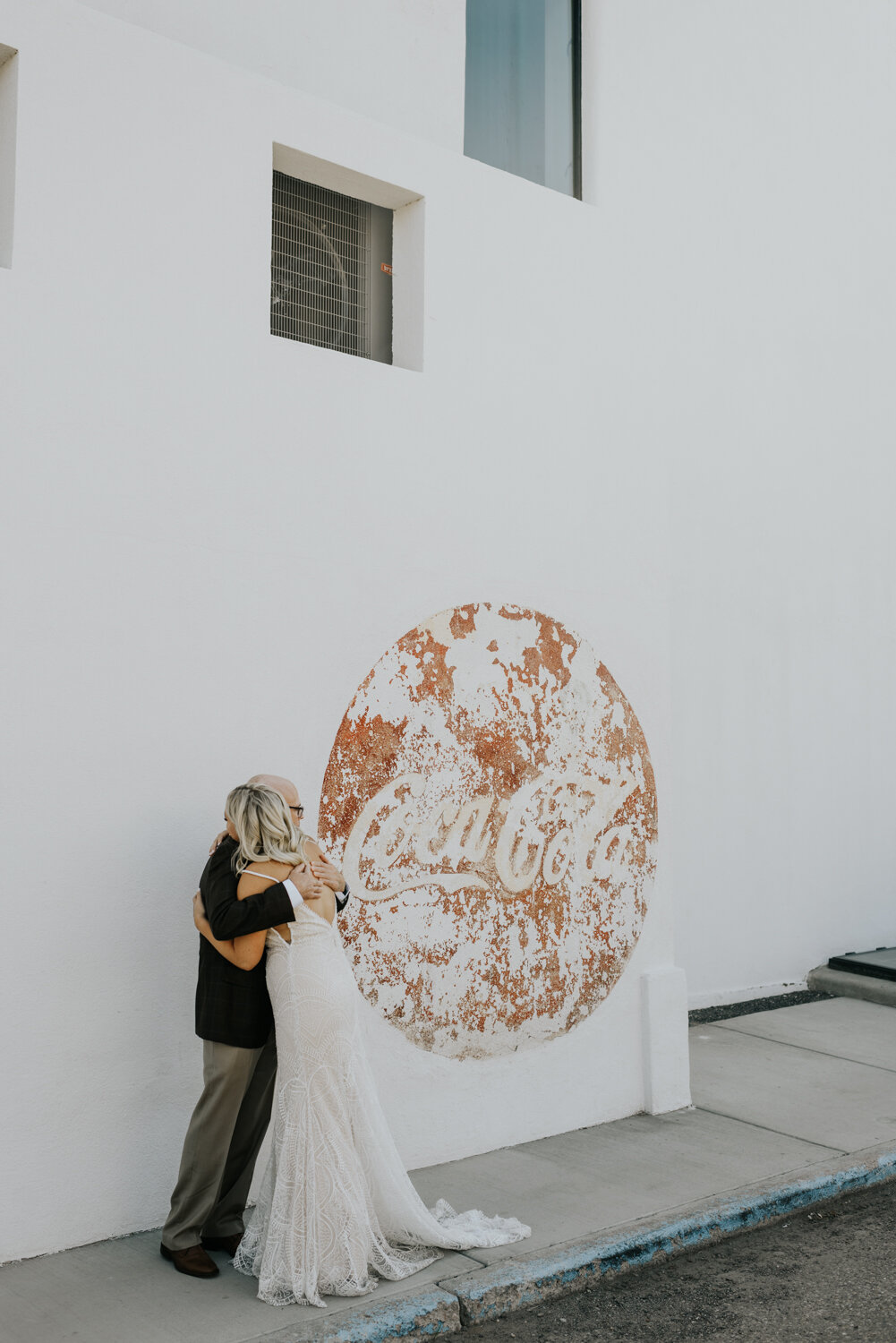 Marfa, Texas Elopement Bride and Dad First Look Photos