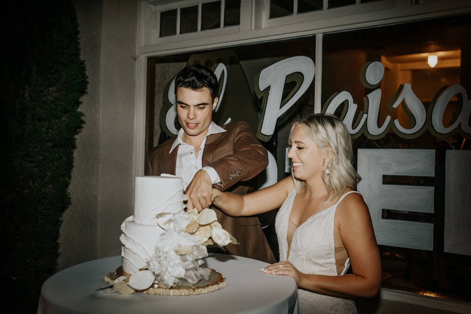 Marfa, Texas Cake Cutting at Intimate Wedding