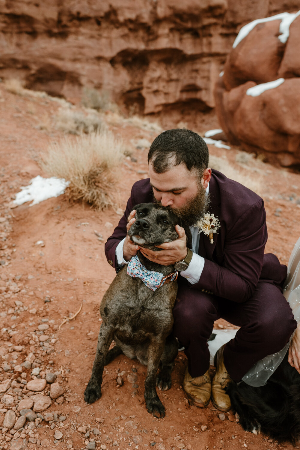 Fisher Towers Epic Elopement Cute Dog Wedding Photography