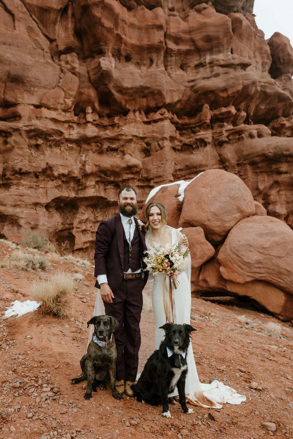Fisher Towers Epic Elopement Cute Dog Wedding Photography