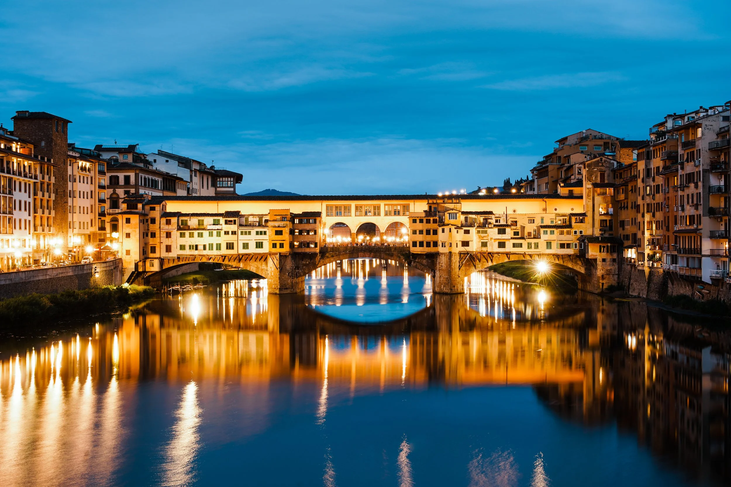 Ponte Vecchio. Florence, Italy. June 2018. Shot on Sony A7III and Sony 24-70mm f4 lens. Shot at 54mm. Shutter speed 13 sec. Aperture f/11. ISO 100.